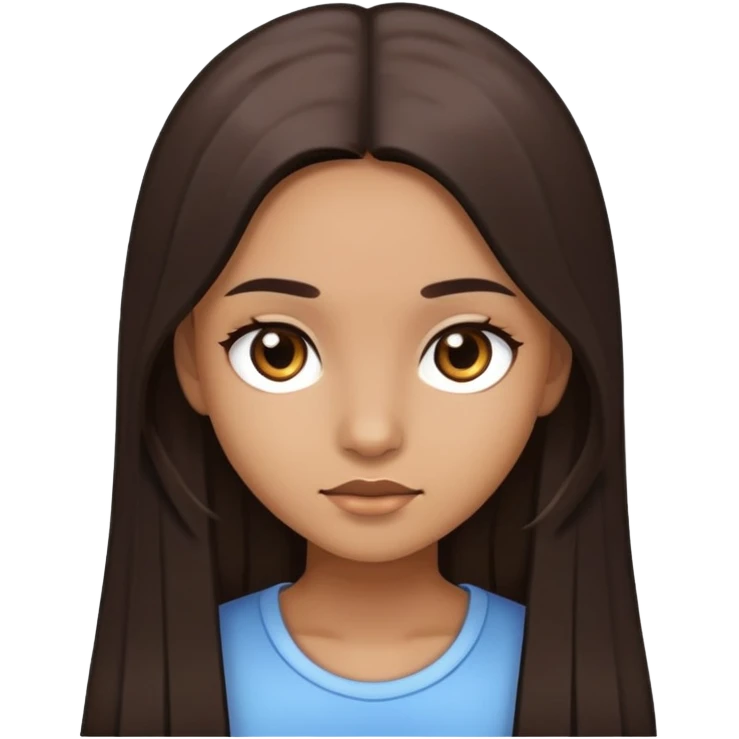 girl with light brown skin, dark eyes and dark straight long hair emoji