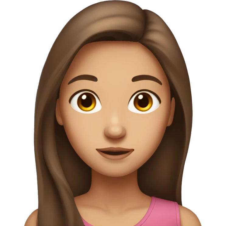a girl with long brown hair, brown eyes emoji