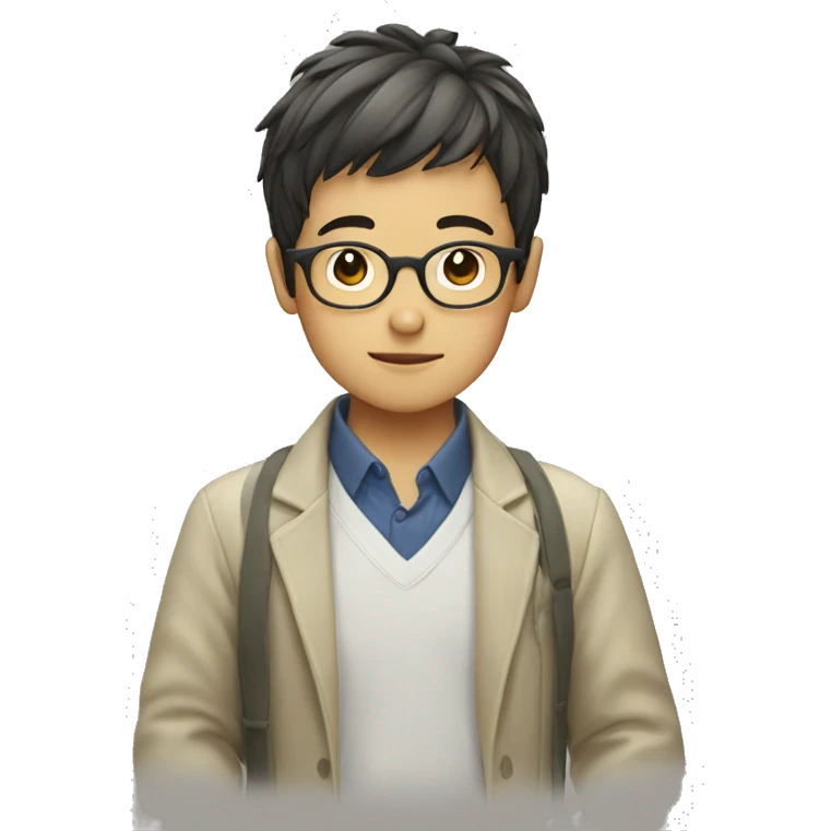 Japanese boy wearing glasses buzz haircut  emoji