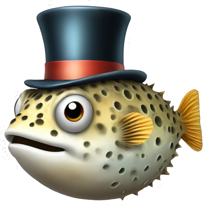 pufferfish with top hat emoji