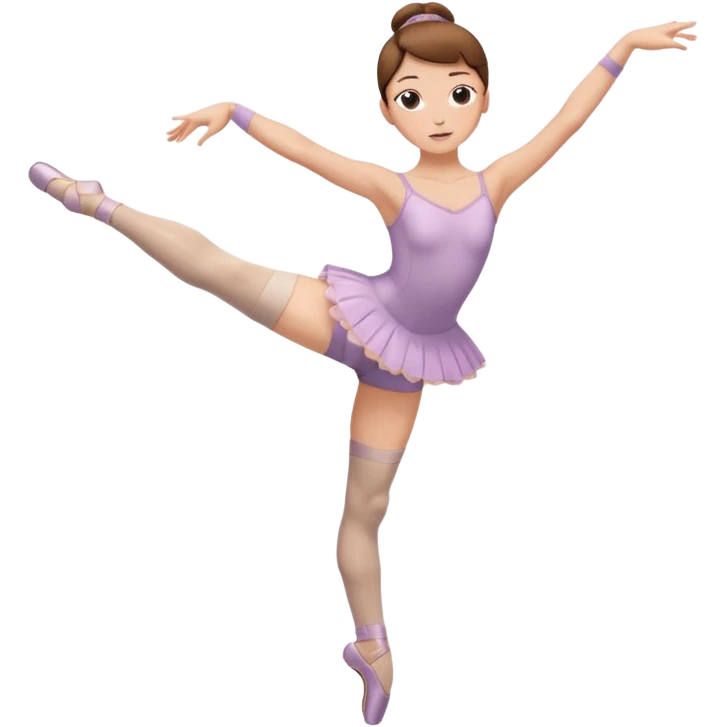 Ballet dancer in over the knee socks, leotard and brown hair emoji