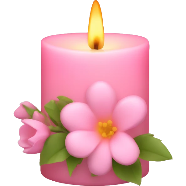 Spring candle with light pink flowers  emoji