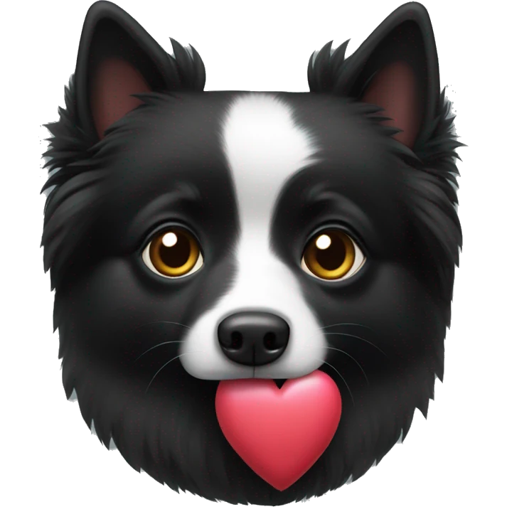 Black spitz showing heart emoji