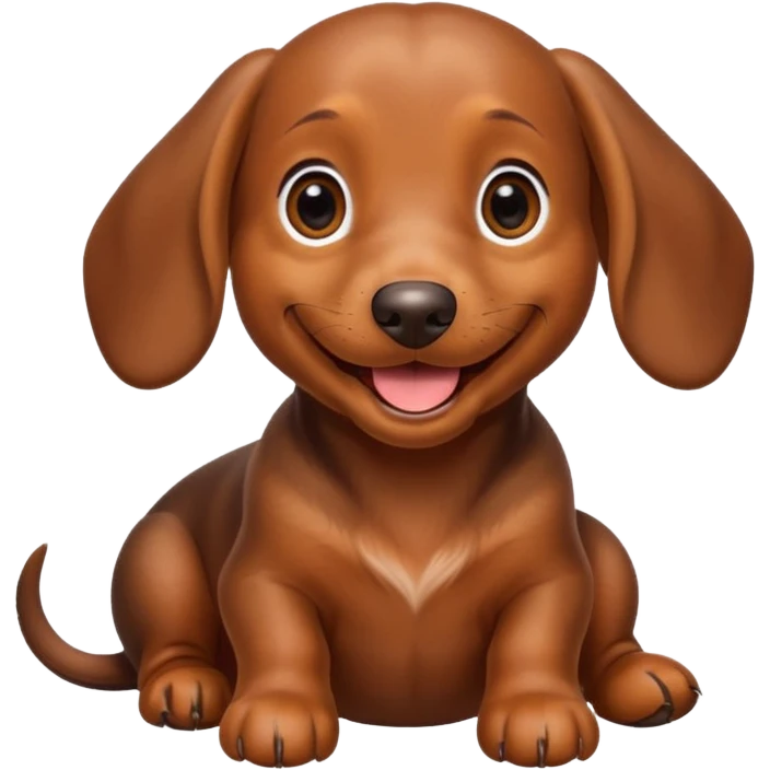 Perrito salchicha marrón sonriendo y jugando, dame varias variantes emoji