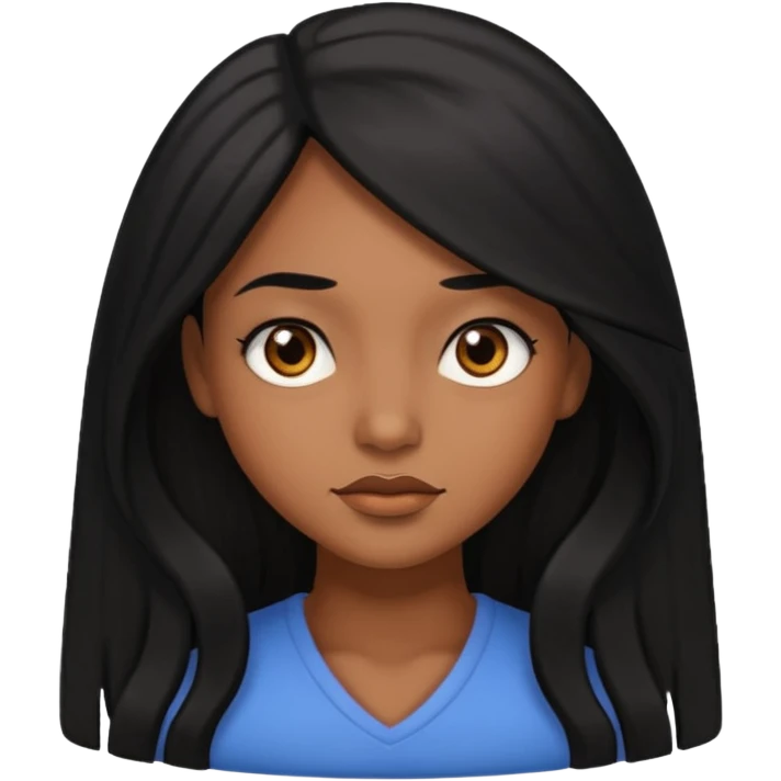 pretty brown skin woman with long black hair and brown eyes with the side eye expression  emoji