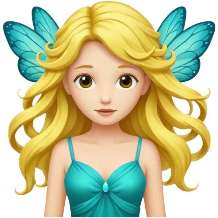 Yellow fairy in a turquoise dress emoji