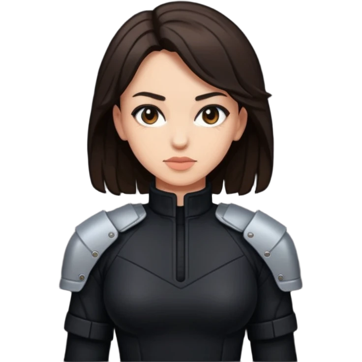 a brunette slim fighter woman in black, pixel art style emoji