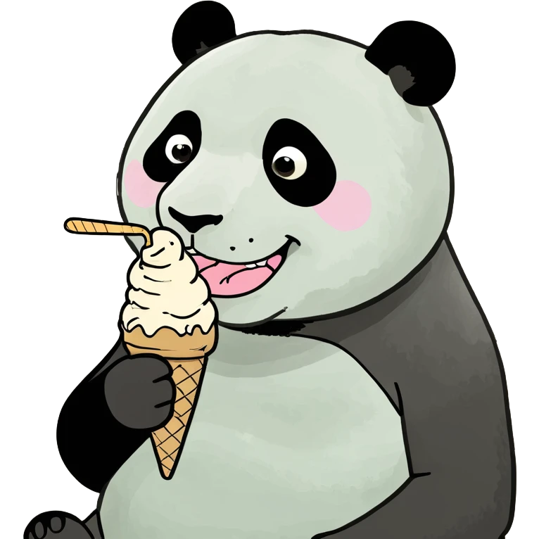 Panda eating ice cream emoji