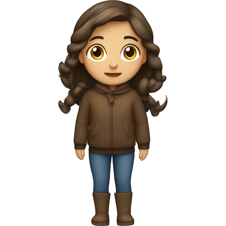 winter, christmas, hispanic, long brown hair, girl, brown eyes, child, full body emoji
