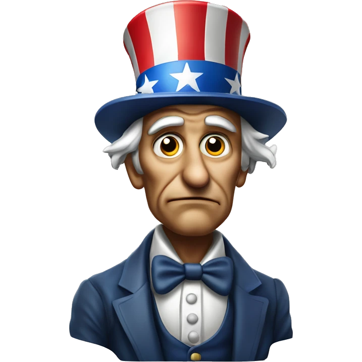 Uncle Sam with pitiful eyes up to his waist photorealistic serious emoji