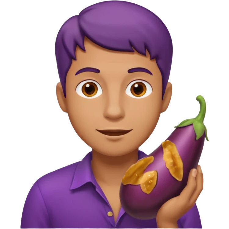 Man eating eggplant emoji