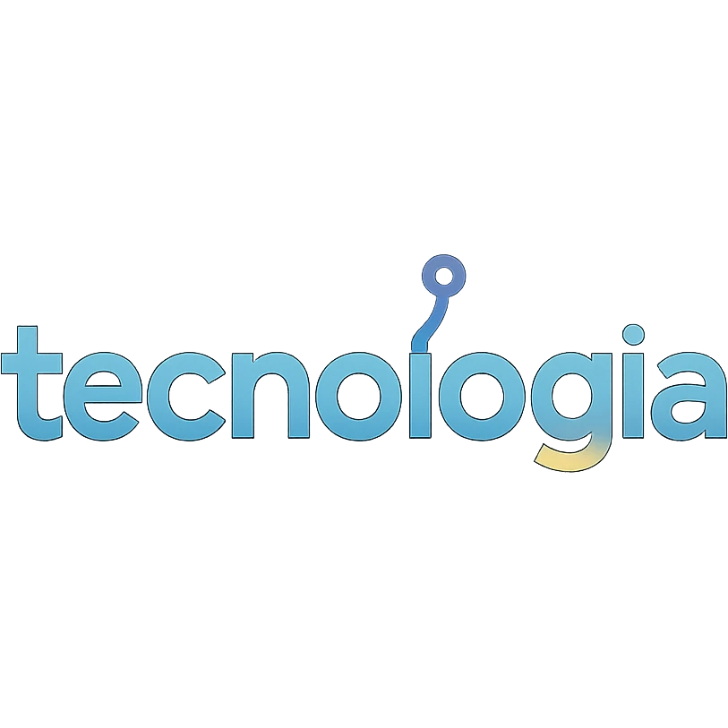 the word 'tecnologia' in a creative, modern style, suitable for a tech brand logo emoji