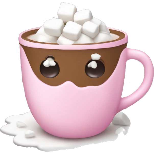 Pink hot cocoa with snowflake marshmallows  emoji
