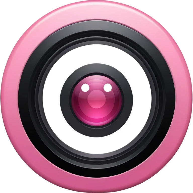 A round camera lens, apple emoji style, minimalist, with highlights, no faces, pink, variant 3 emoji