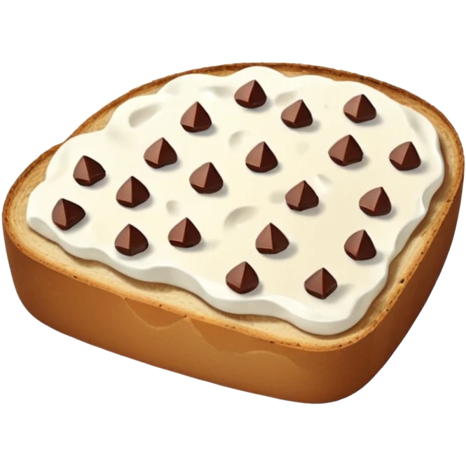 a toast with ricotta and chocolate chips (drops) on top emoji