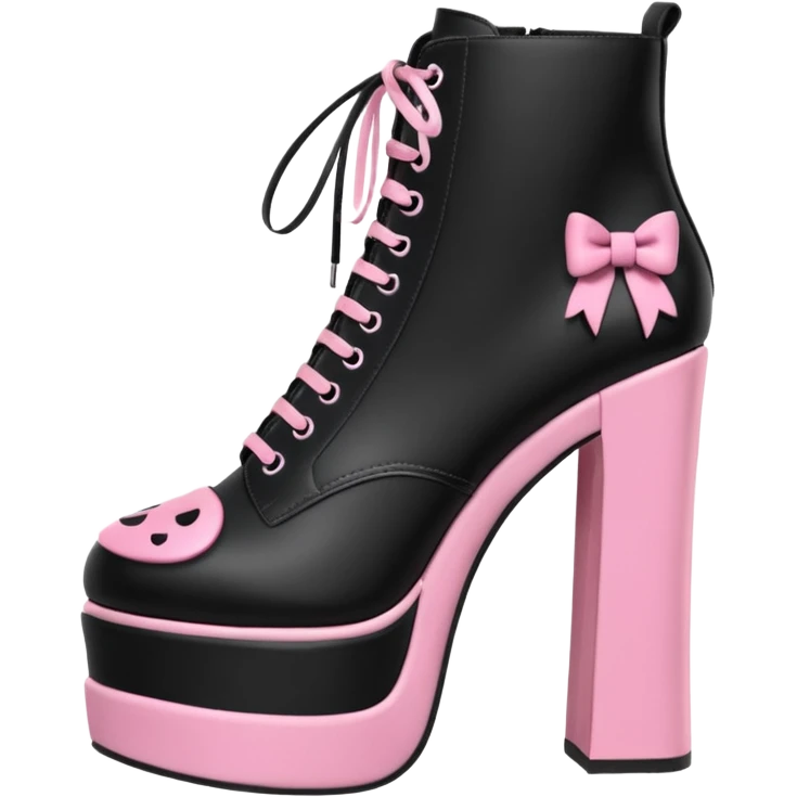 BLACKPINK-inspired gothic shoes, no hearts, black and pink, cute  emoji