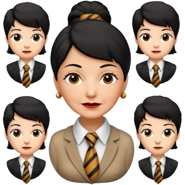 old women with Necktie. different hair styles, black hair. emoji