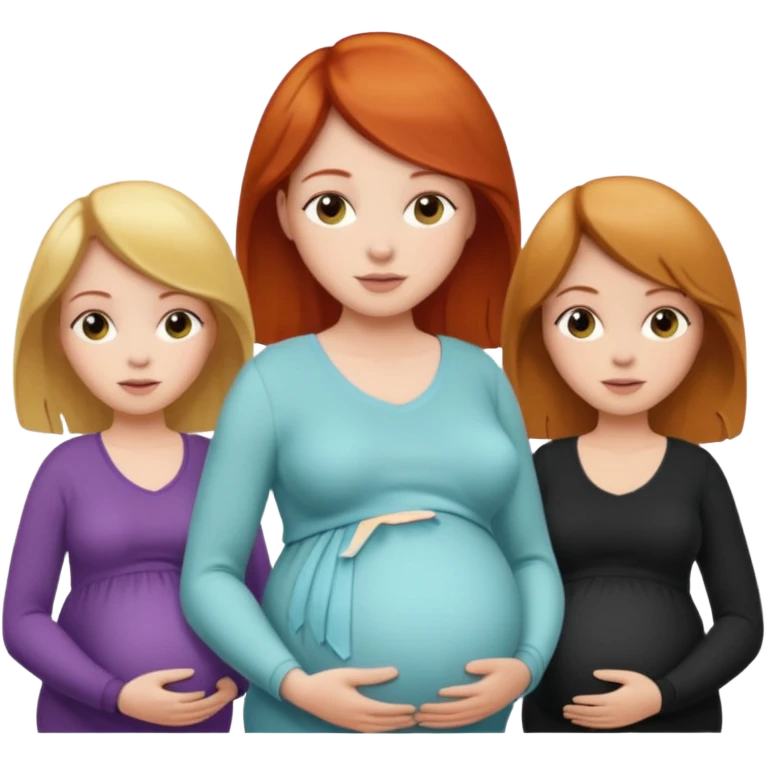 Pregnant redhead, blonde and brunette emoji
