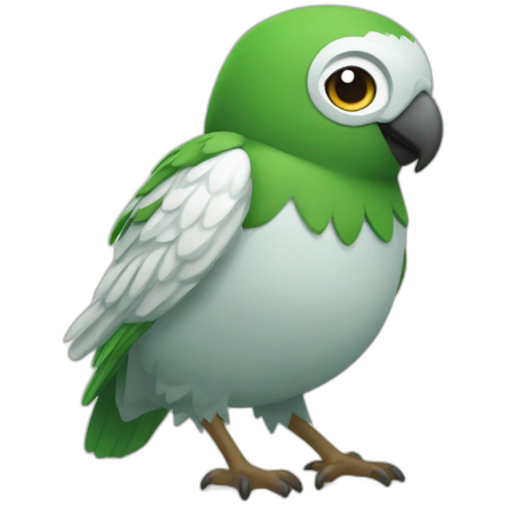 Oiseau chouette vert mouillé regard vide emoji