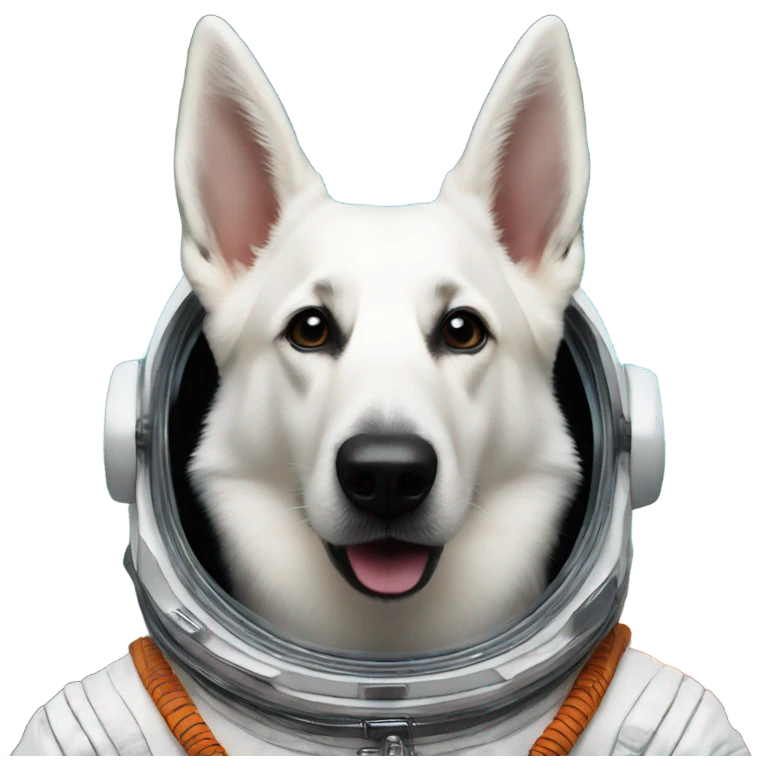 White German Shepherd in a space suit emoji