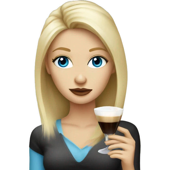 blonde hair blue eye girl drinking espresso martini  emoji