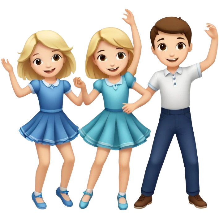 2 girls and 1 boy dancing  emoji