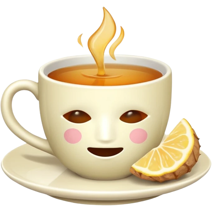 simple cup of tea with ginger root with no face emoji