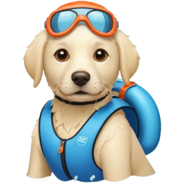 White labrador with snorkel and and swimmers vest emoji