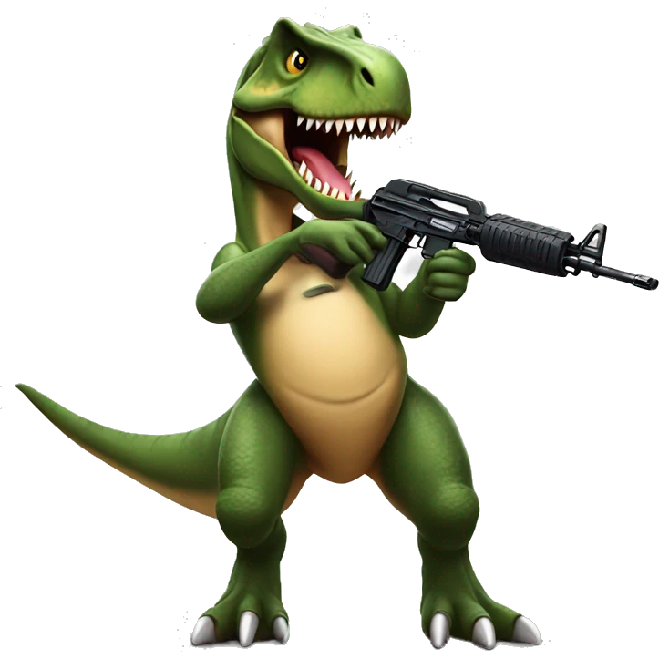 t-rex with ak47 emoji