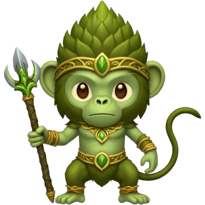 earth elemental monkey warior with moss green emoji