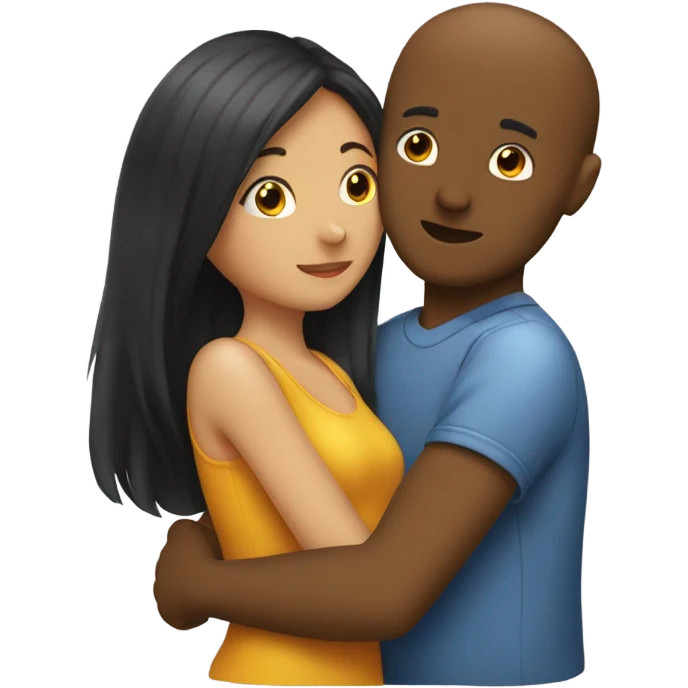 girl hugging guy kissing cheak emoji