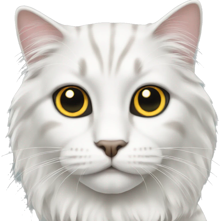 long haired cat white with black spot emoji