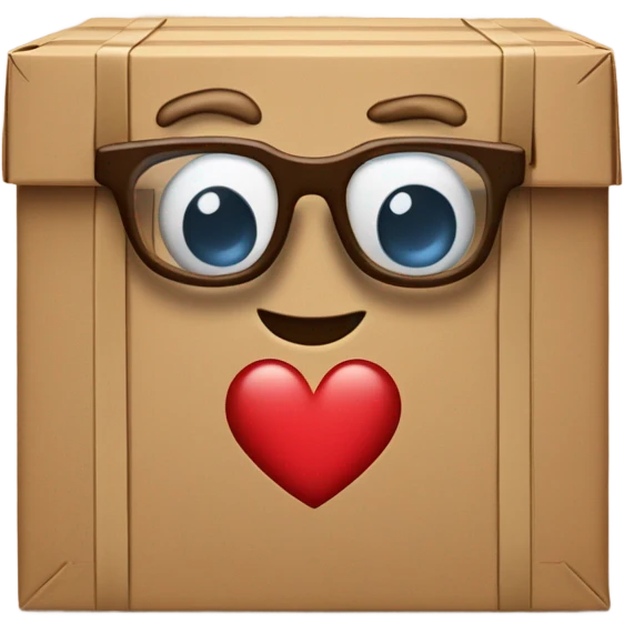 caja inteligente con lentes arriba de un corazon gigante emoji