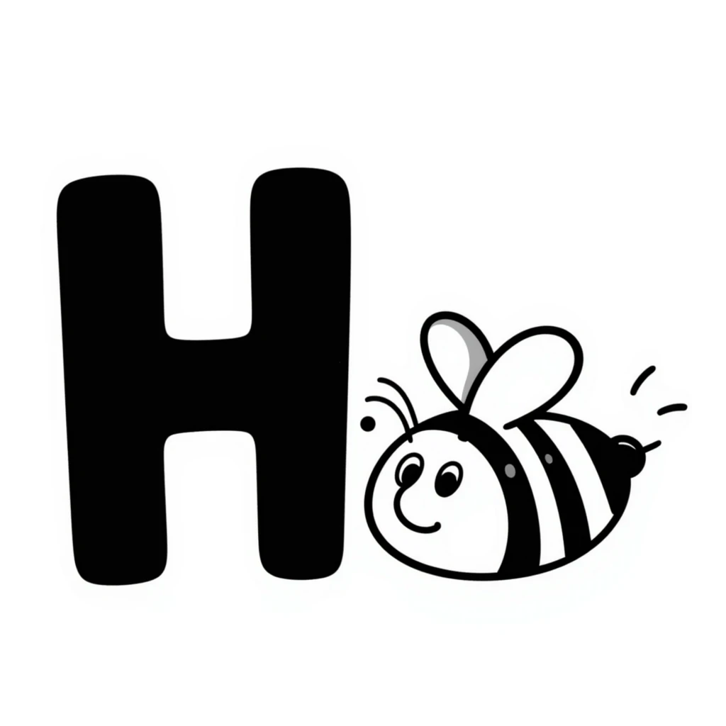 honey bee with the letter H emoji