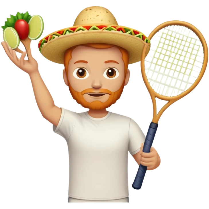 A ginger with a taco shape head. With a tennis rackets  emoji