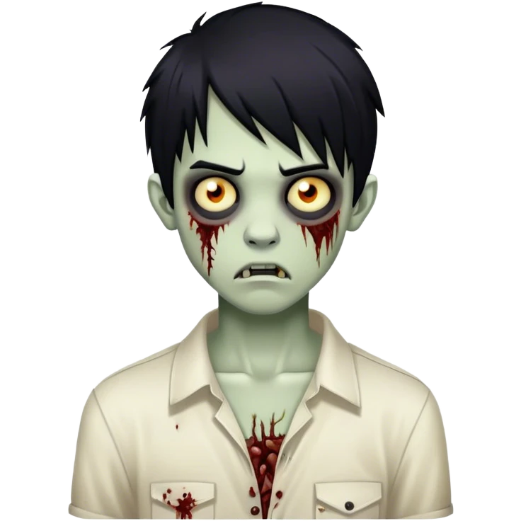 boy zombie with black hair emo emoji