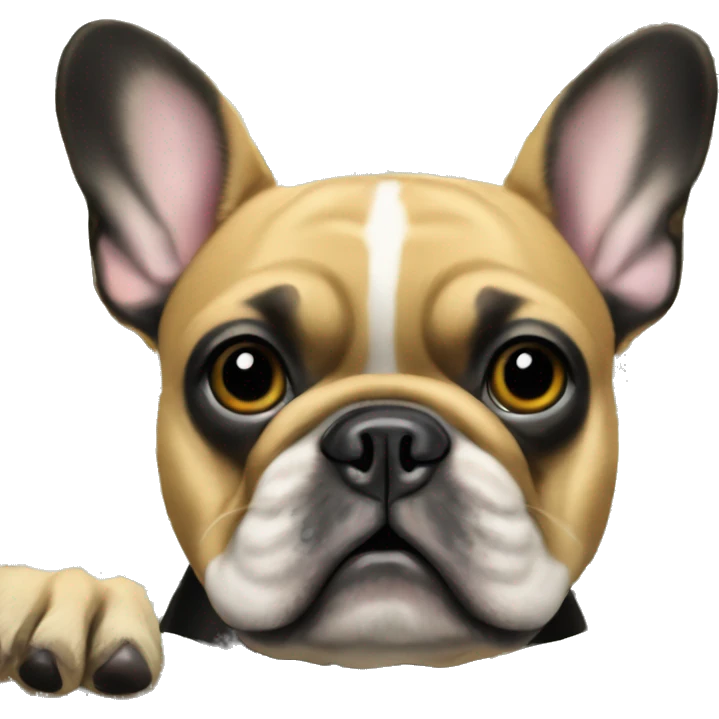 Black-and-tan French bulldog on pile of money  emoji