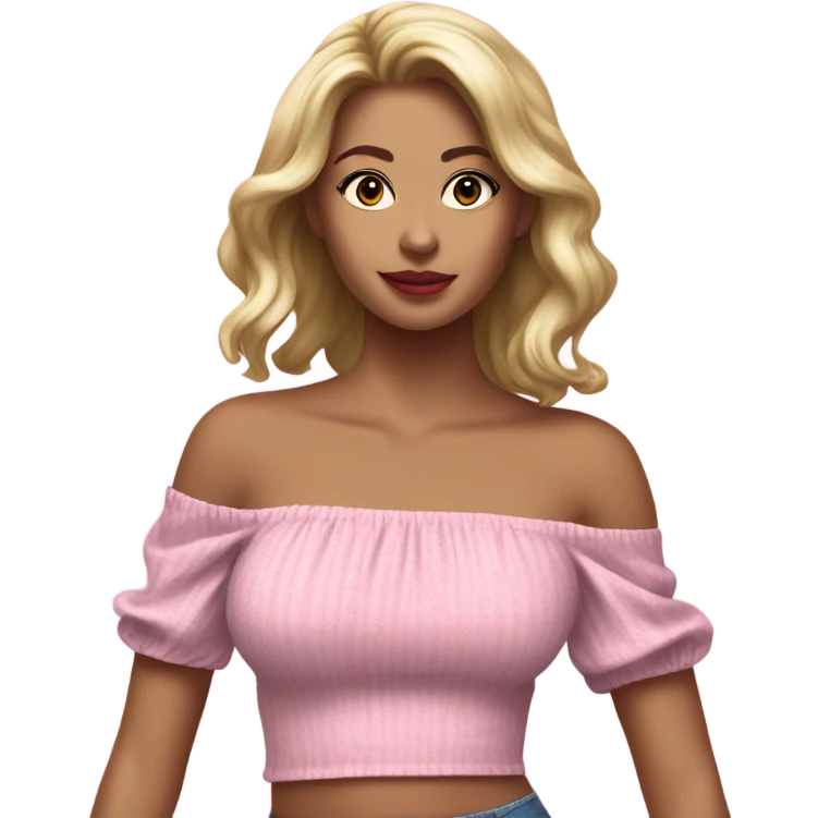 Realistic pink off shoulder top, isolated emoji