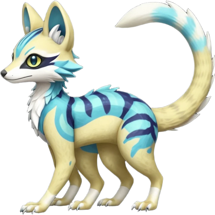 Rare realistic shiny exotic cute epic pretty beautiful handsome gorgeous aesthetic colorful vibrant Vernid-Fionbri-Protogen-Primagen-Sergal-Wickerbeast-Genet-Trico-species-Fakemon-hybrid-creature by LiLaiRa, beautiful intricate markings, full body emoji