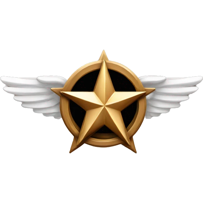 Bronze military badge with 3 stars in the center and 4 wings behind emoji