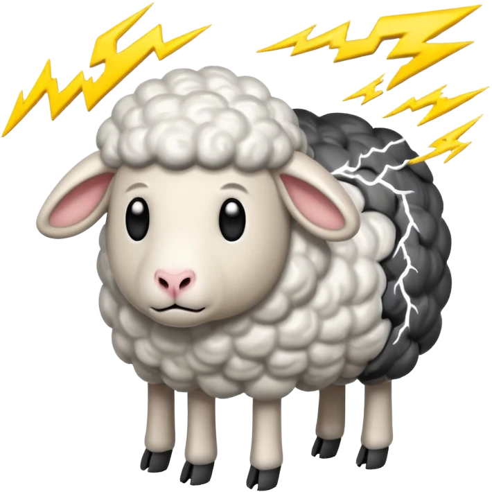 Sheep getting hit by lightning emoji