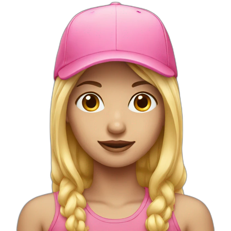 Girl-blond with pink cap emoji