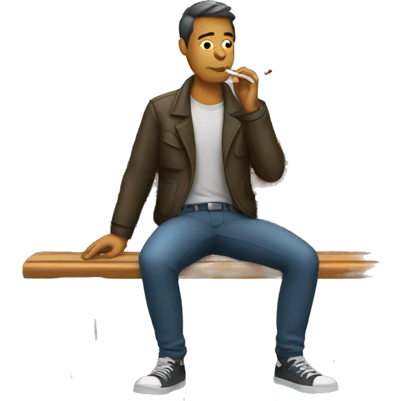 Man on bench smoking emoji