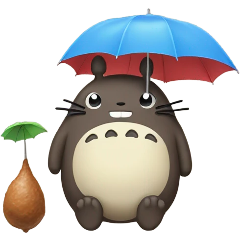 Poop with a Totoro umbrella emoji