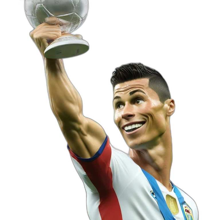 Cristiano Ronaldo con una copa del mundo  emoji