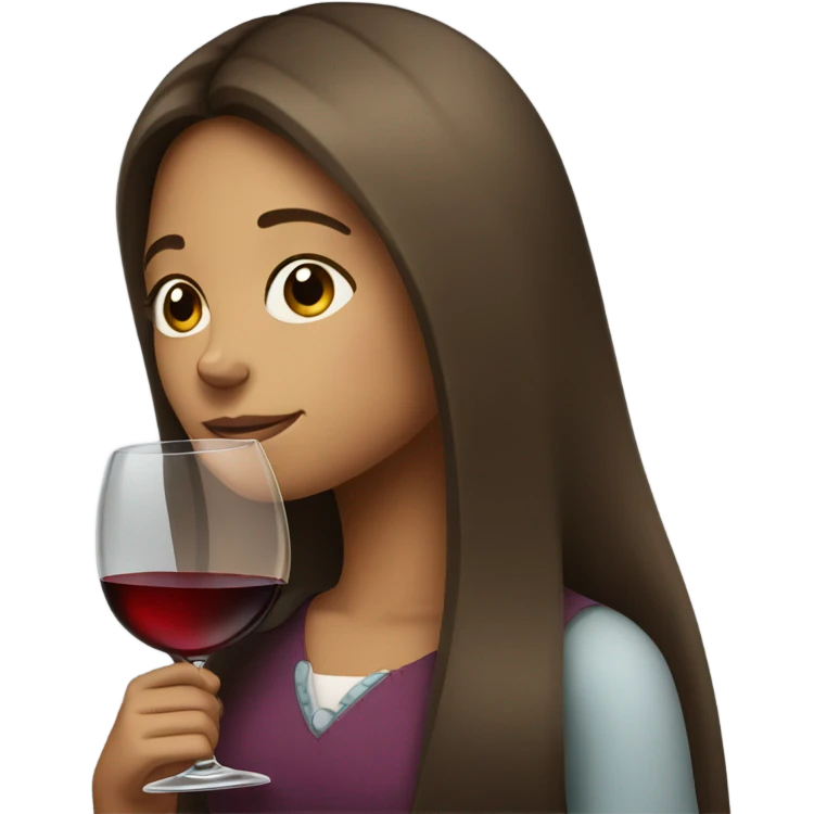 profile of a girl with long hair with a wine glass  emoji
