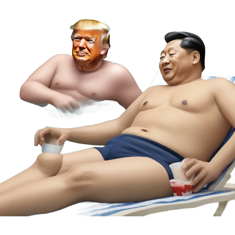 Photorealistic Donald Trump and Xi Jinping at the beach by the pool together emoji