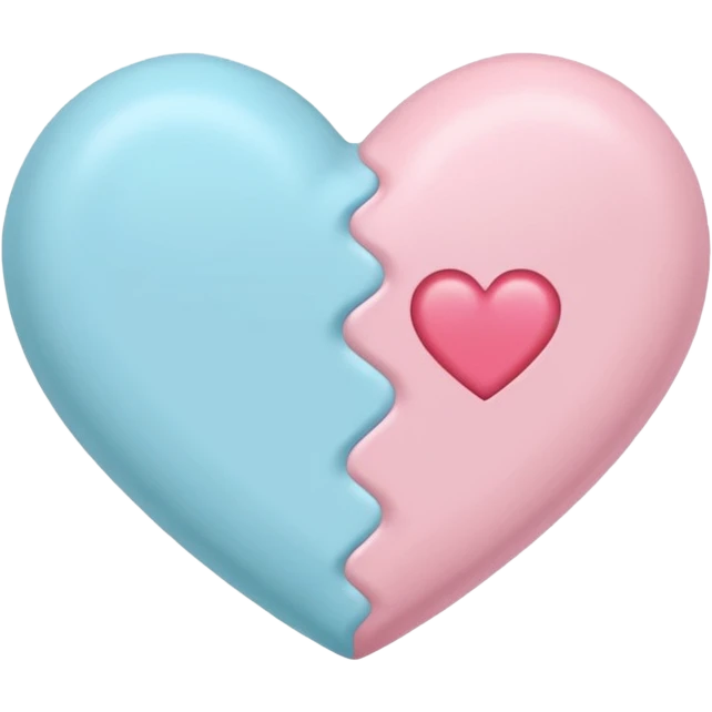 Corazón de dos colores q sea celeste y rosa, ambos colores pasteles emoji