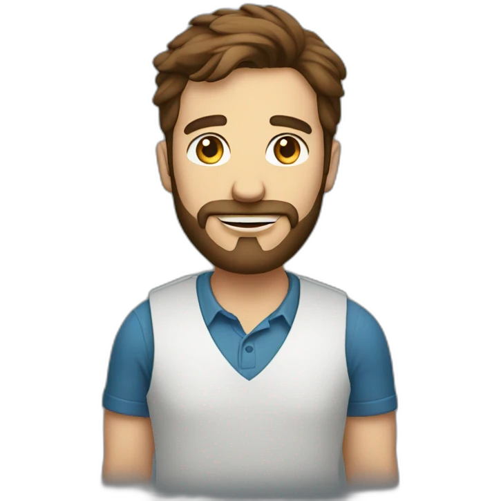 entrepreneurial character with brown hair and beard being a programmer emoji