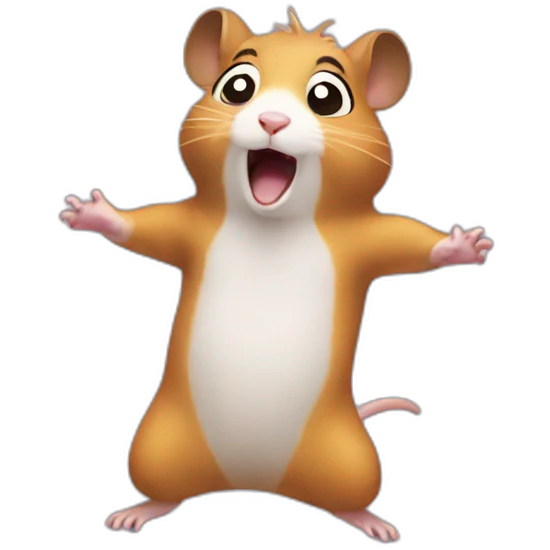 A scared hamster dancing emoji
